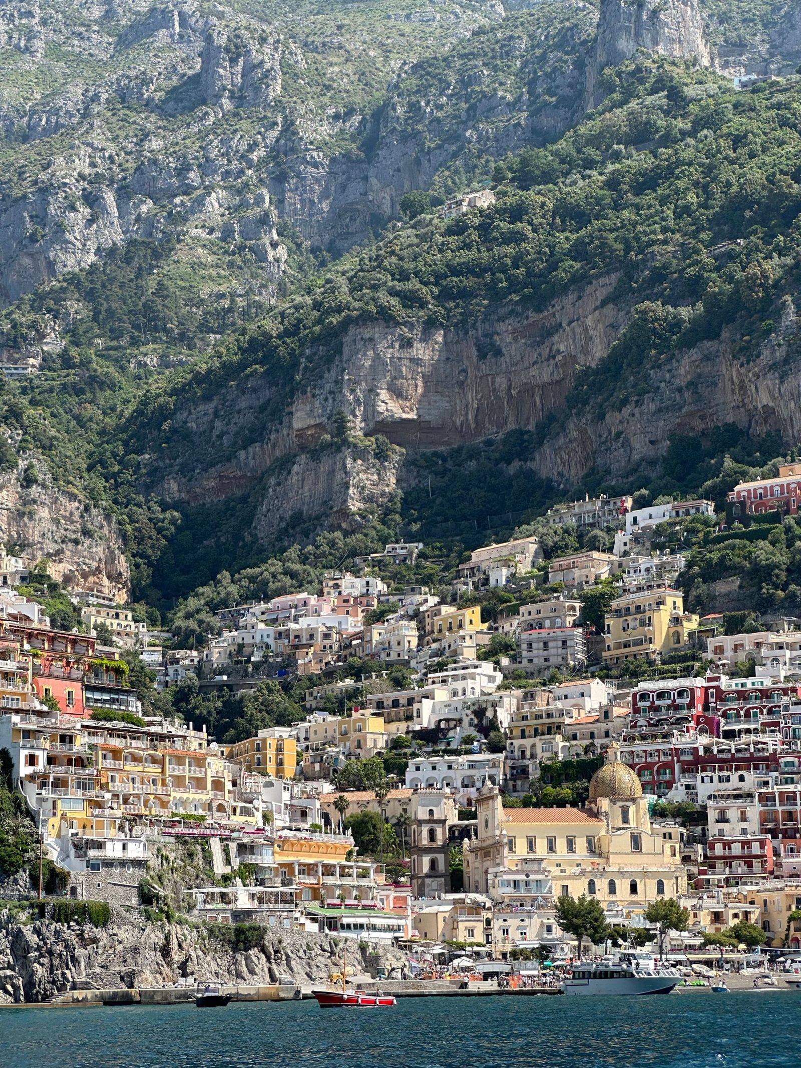 Positano on the Amalfi coast with pastel houses on the slope